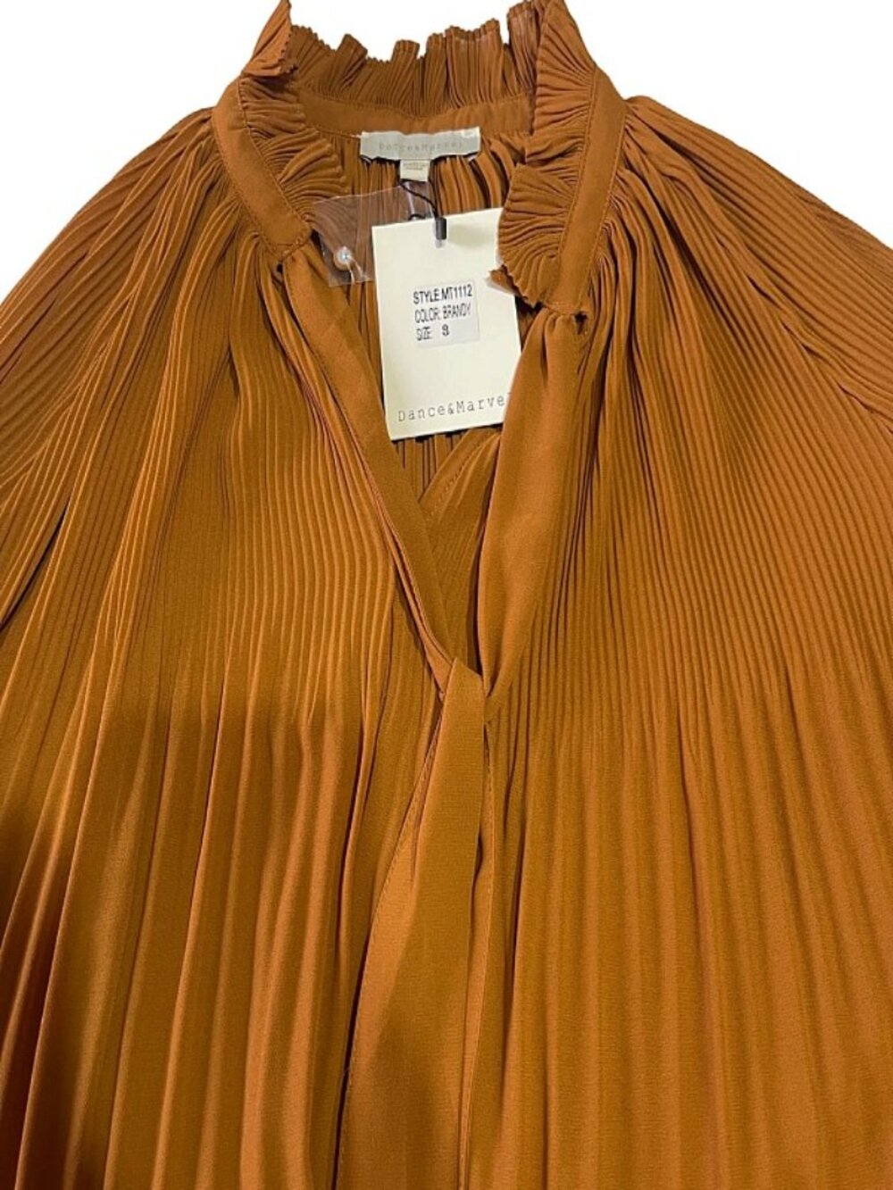 Dance & Marvel Brandy Bohemian Style Pleated Ruffled Tie Neck Blouse Size S - Picture 5 of 7